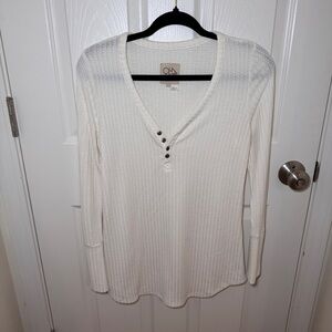 Cream Chaser Waffle Henley Top
